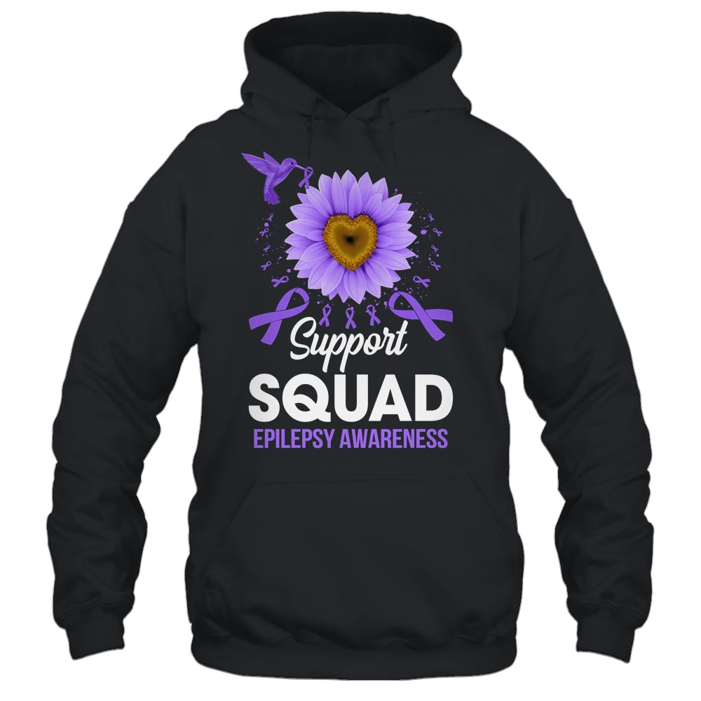 Support Squad Epilepsy Awareness Sunflower Hummingbird Shirt & Tank Top | teecentury