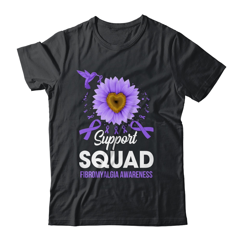 Support Squad Fibromyalgia Awareness Sunflower Hummingbird Shirt & Tank Top | teecentury