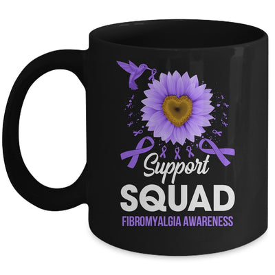 Support Squad Fibromyalgia Awareness Sunflower Hummingbird Mug | teecentury