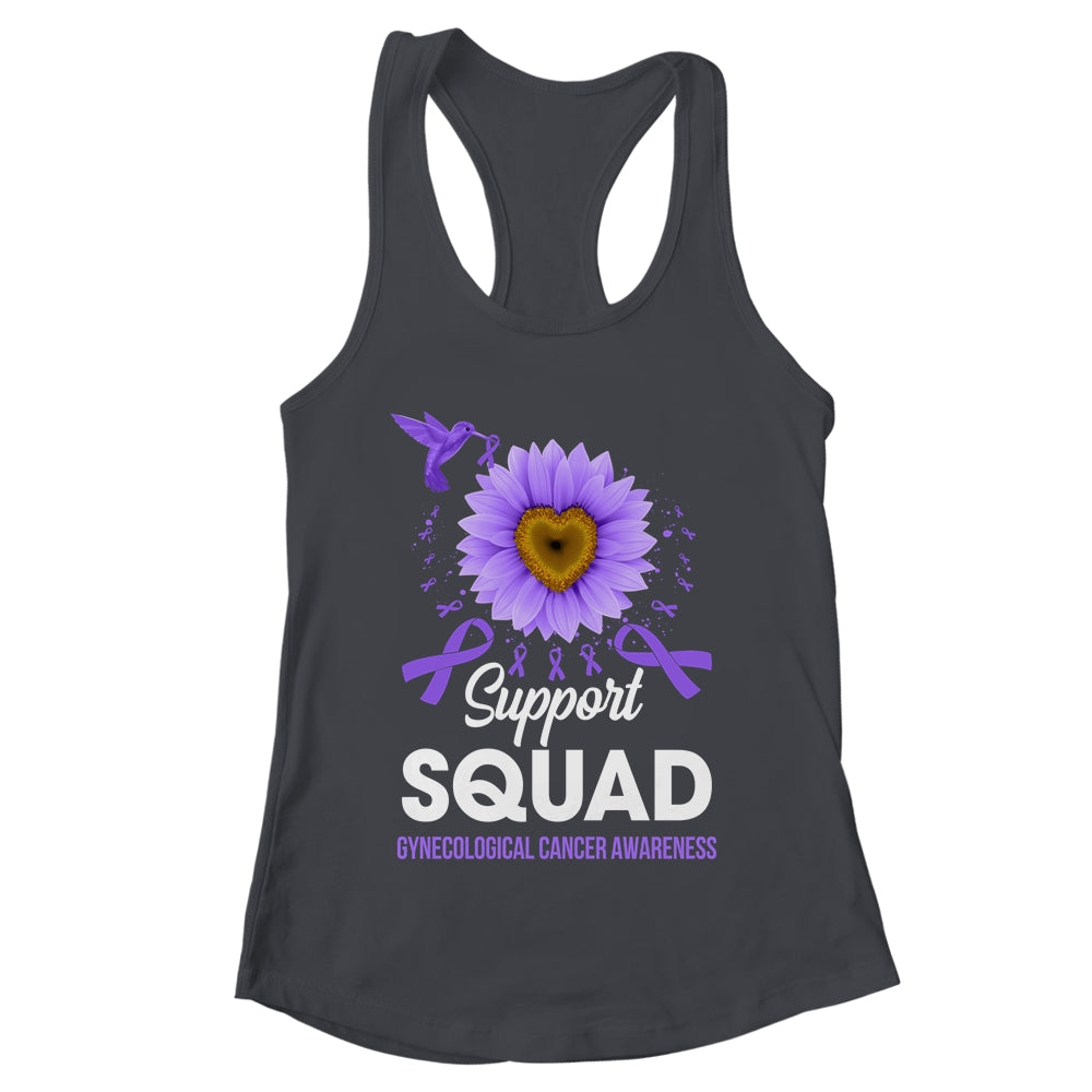 Support Squad Gynecological Cancer Awareness Sunflower Hummingbird Shirt & Tank Top | teecentury
