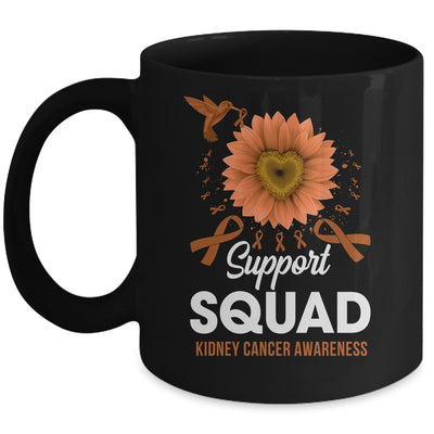 Support Squad Kidney Cancer Awareness Sunflower Hummingbird Mug | teecentury