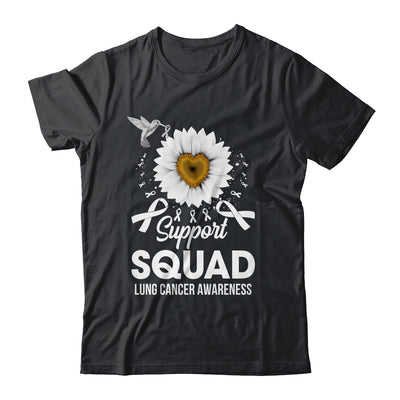 Support Squad Lung Cancer Awareness Sunflower Hummingbird Shirt & Tank Top | teecentury