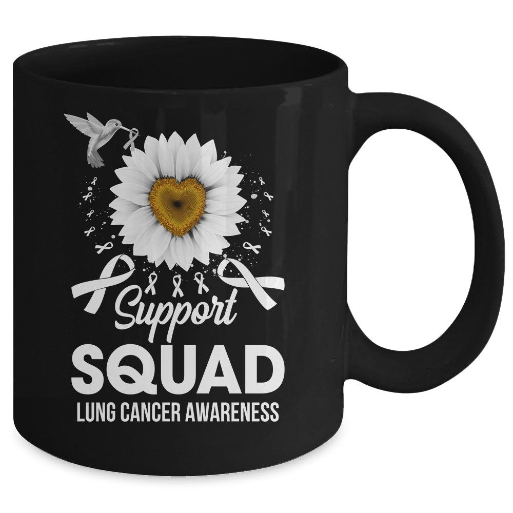 Support Squad Lung Cancer Awareness Sunflower Hummingbird Mug | teecentury