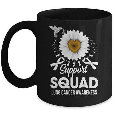 Support Squad Lung Cancer Awareness Sunflower Hummingbird Mug | teecentury