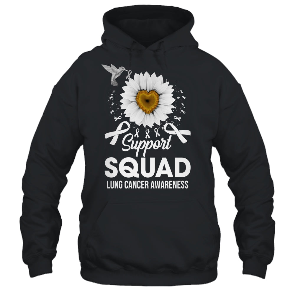 Support Squad Lung Cancer Awareness Sunflower Hummingbird Shirt & Tank Top | teecentury