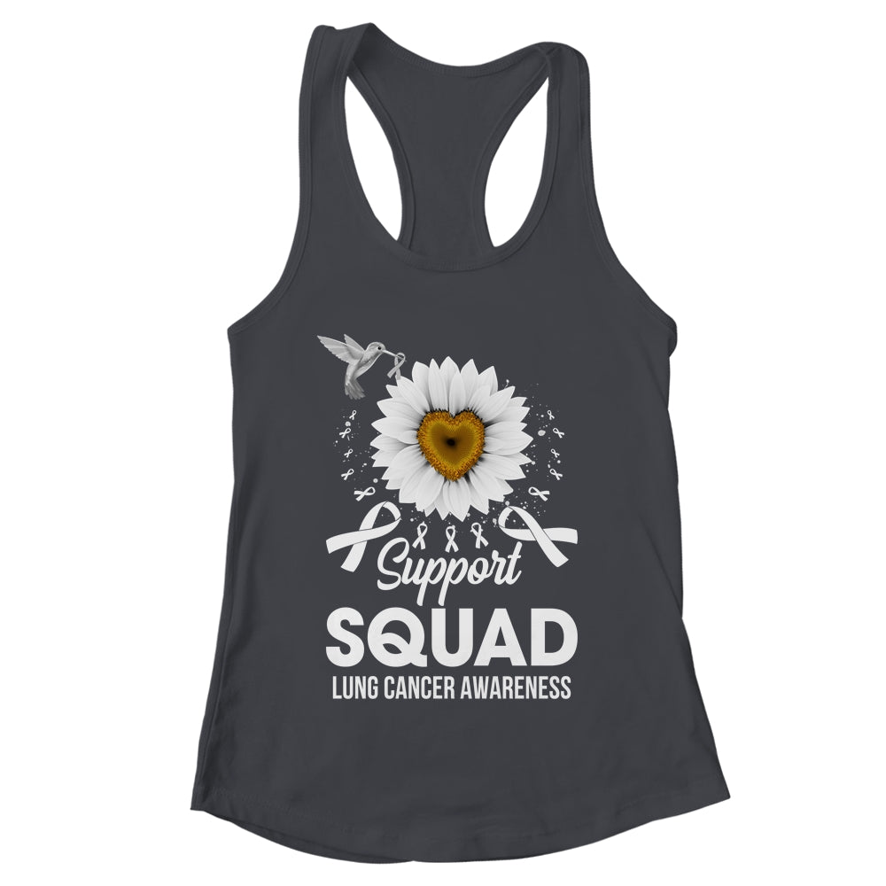 Support Squad Lung Cancer Awareness Sunflower Hummingbird Shirt & Tank Top | teecentury