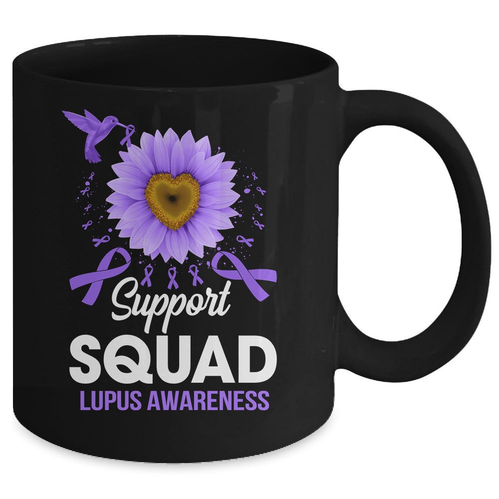Support Squad Lupus Awareness Sunflower Hummingbird Mug | teecentury