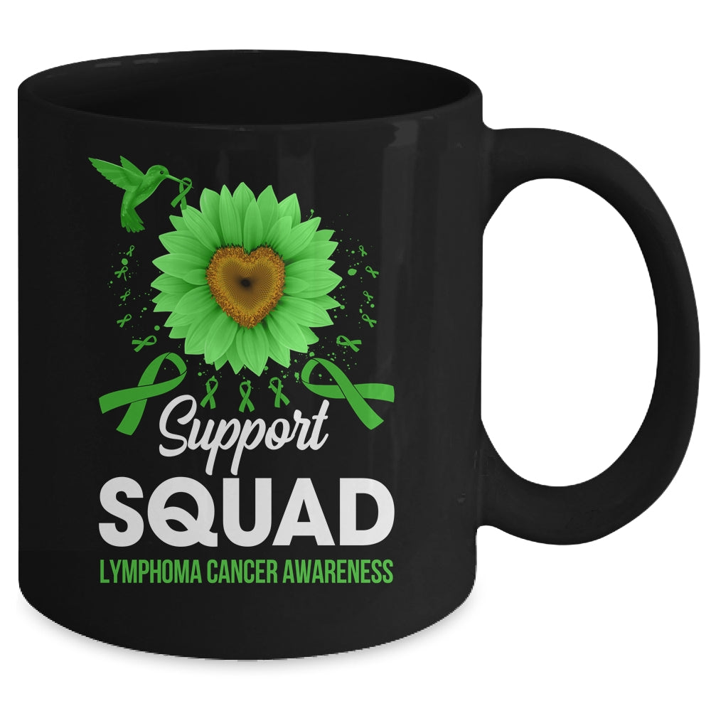Support Squad Lymphoma Cancer Awareness Sunflower Hummingbird Mug | teecentury