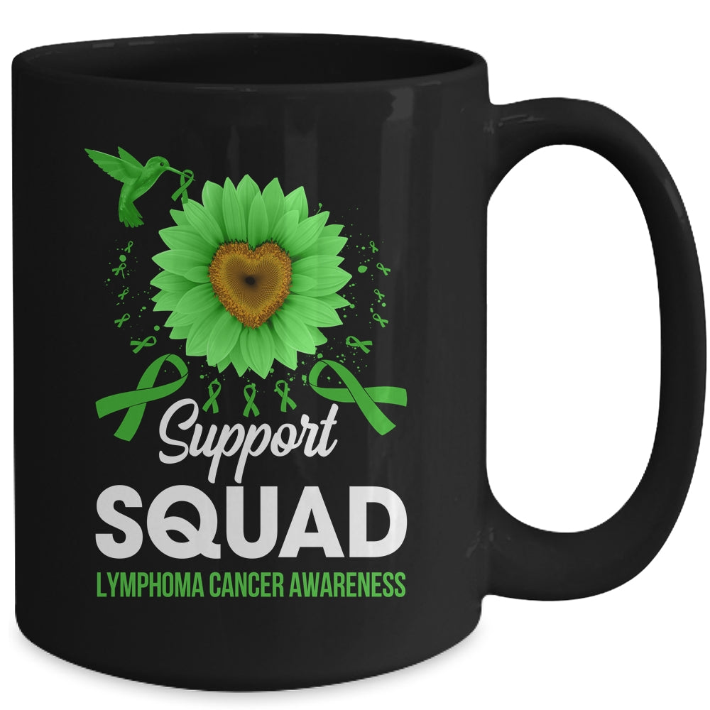 Support Squad Lymphoma Cancer Awareness Sunflower Hummingbird Mug | teecentury