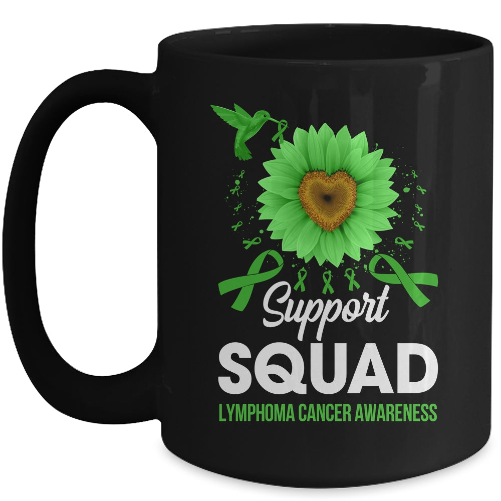 Support Squad Lymphoma Cancer Awareness Sunflower Hummingbird Mug | teecentury