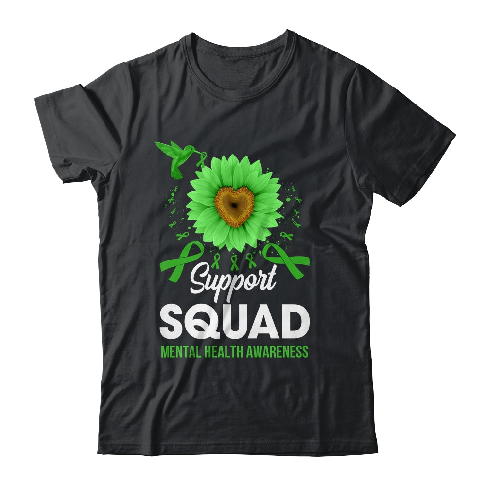 Support Squad Mental Health Awareness Sunflower Hummingbird Shirt & Tank Top | teecentury