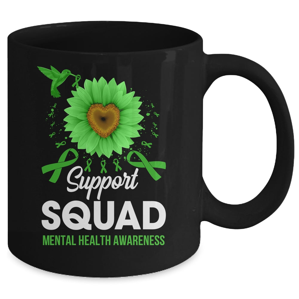 Support Squad Mental Health Awareness Sunflower Hummingbird Mug | teecentury