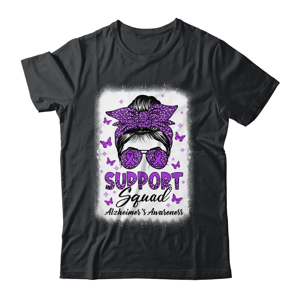 Support Squad Messy Bun Butterfly Alzheimer's Awareness Shirt & Hoodie | teecentury