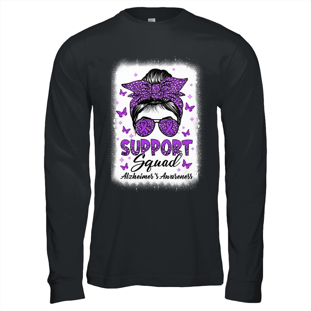 Support Squad Messy Bun Butterfly Alzheimer's Awareness Shirt & Hoodie | teecentury