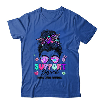 Support Squad Messy Bun Thyroid Cancer Awareness Groovy Shirt & Hoodie | teecentury