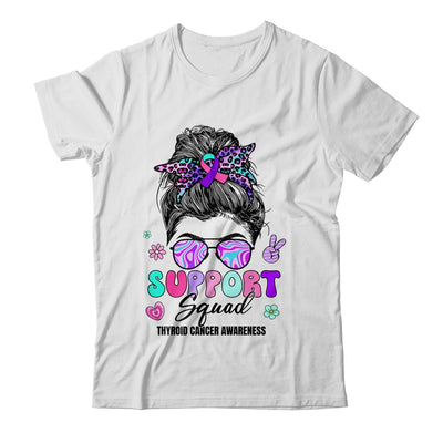 Support Squad Messy Bun Thyroid Cancer Awareness Groovy Shirt & Hoodie | teecentury
