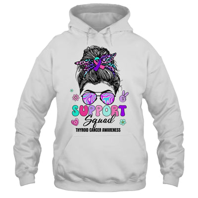 Support Squad Messy Bun Thyroid Cancer Awareness Groovy Shirt & Hoodie | teecentury