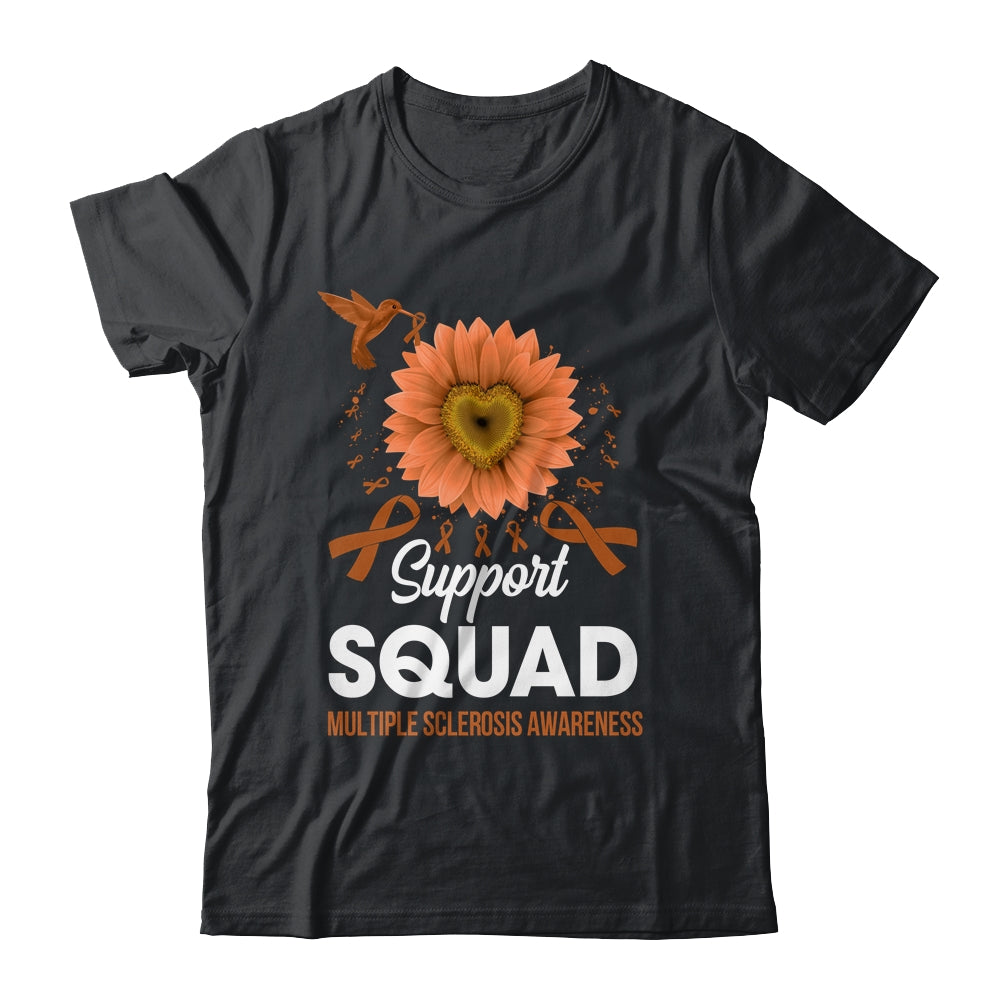 Support Squad Multiple Sclerosis Awareness Sunflower Hummingbird Shirt & Tank Top | teecentury