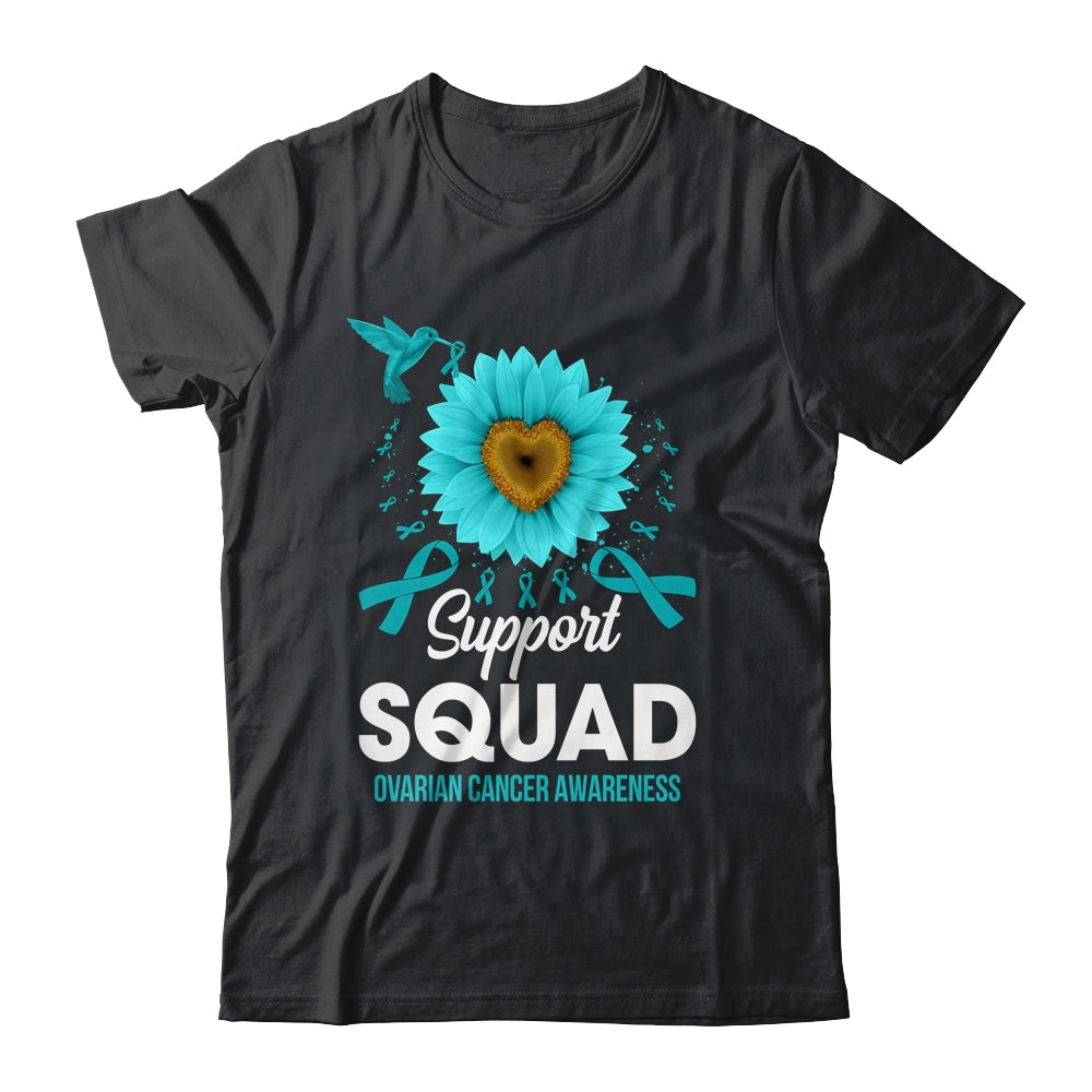 Support Squad Ovarian Cancer Awareness Sunflower Hummingbird Shirt & Tank Top | teecentury