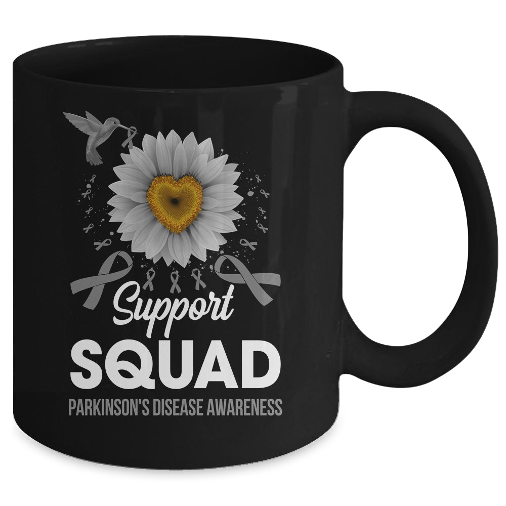 Support Squad Parkinson's Disease Awareness Sunflower Hummingbird Mug | teecentury