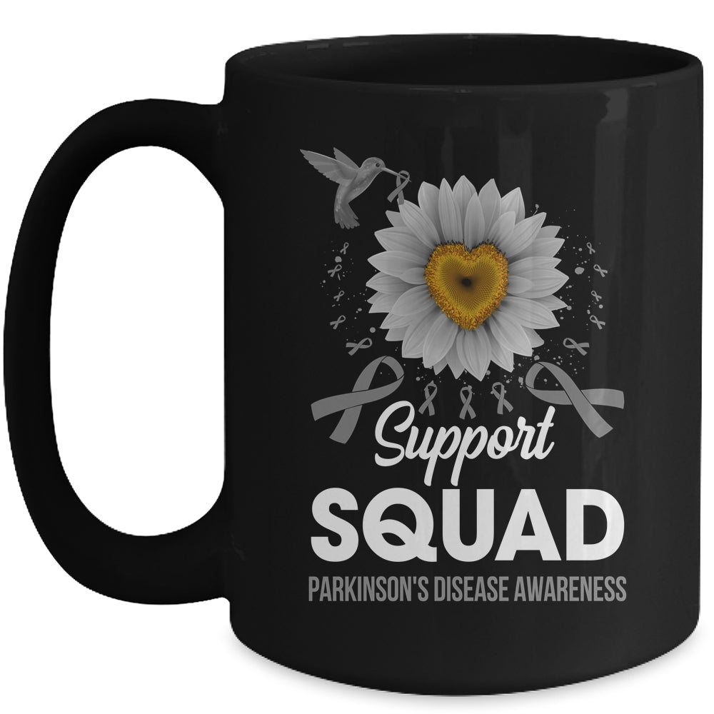 Support Squad Parkinson's Disease Awareness Sunflower Hummingbird Mug | teecentury