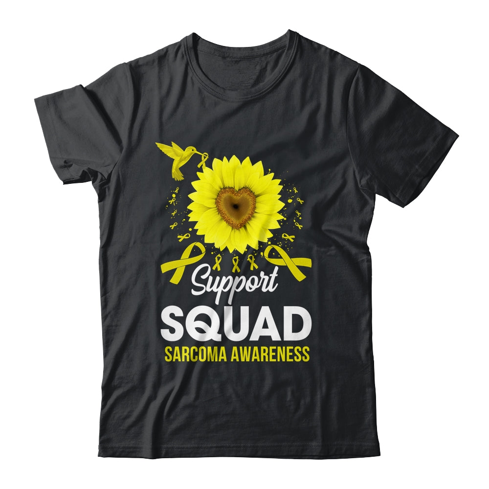 Support Squad Sarcoma Awareness Sunflower Hummingbird Shirt & Tank Top | teecentury
