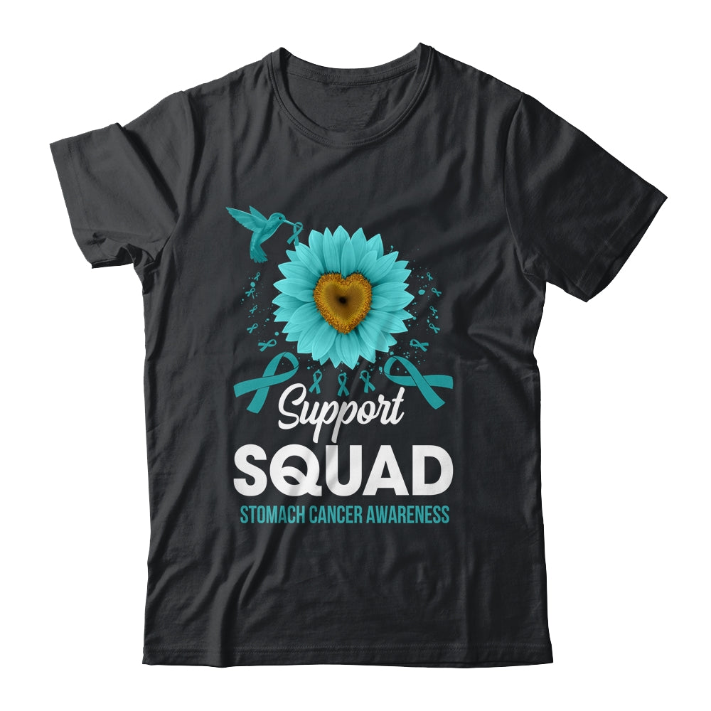 Support Squad Stomach Cancer Awareness Sunflower Hummingbird Shirt & Tank Top | teecentury