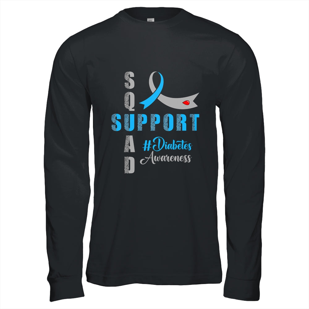 Support Squad T1d T2D Diabetes Awareness Blue Grey Ribbon Shirt & Hoodie | teecentury