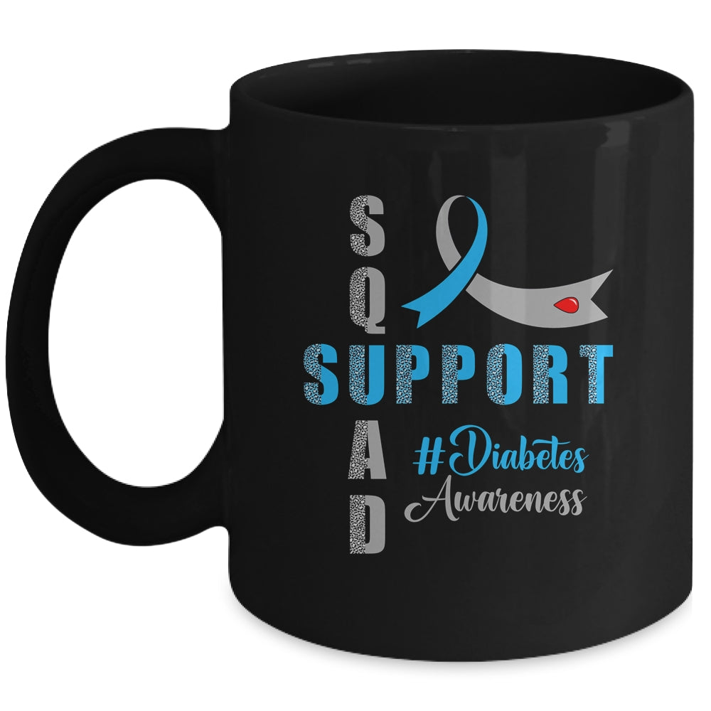 Support Squad T1d T2D Diabetes Awareness Blue Grey Ribbon Mug | teecentury