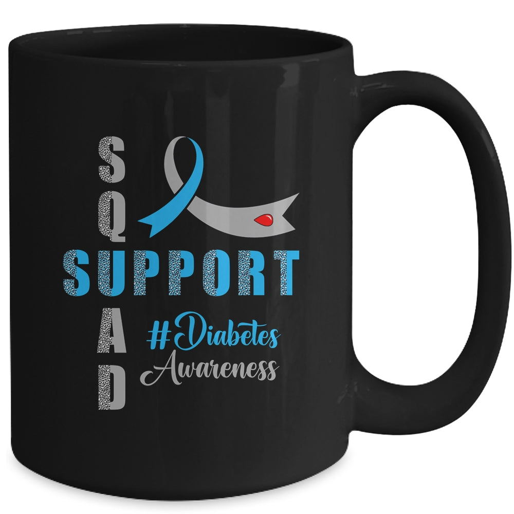 Support Squad T1d T2D Diabetes Awareness Blue Grey Ribbon Mug | teecentury