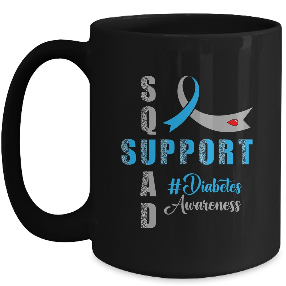 Support Squad T1d T2D Diabetes Awareness Blue Grey Ribbon Mug | teecentury