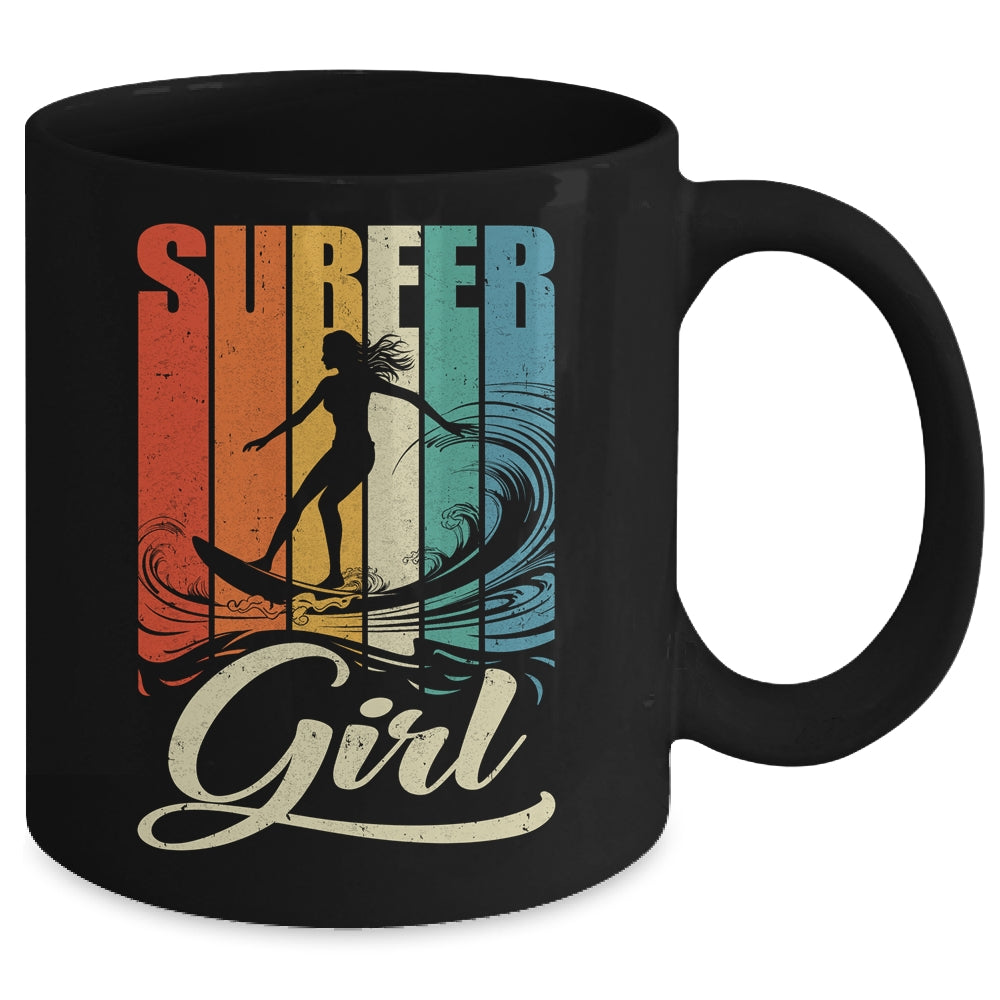 Surfer Girl Vintage Waves Surfing Trainer Surfboard Lover Mug | teecentury