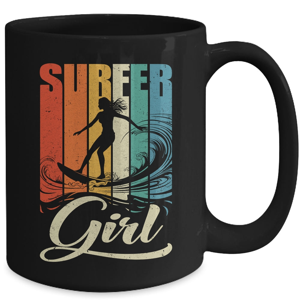 Surfer Girl Vintage Waves Surfing Trainer Surfboard Lover Mug | teecentury