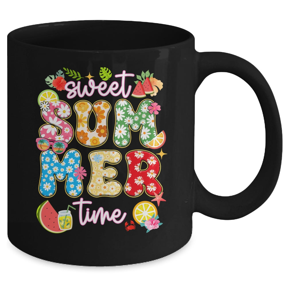 Sweet Summer Time Groovy Floral Summer Vacation Women Girls Mug | teecentury
