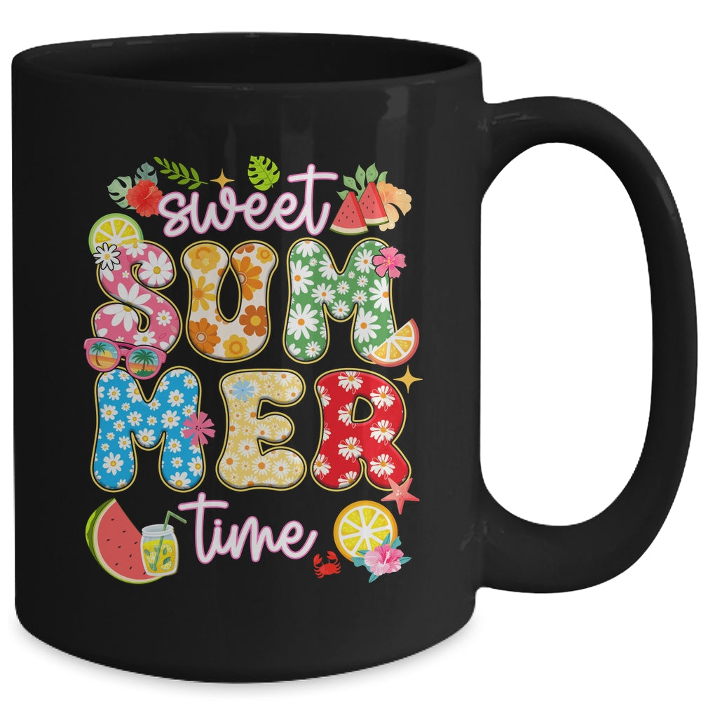 Sweet Summer Time Groovy Floral Summer Vacation Women Girls Mug | teecentury