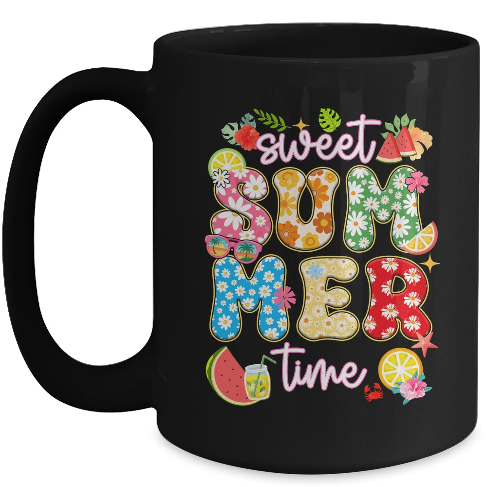 Sweet Summer Time Groovy Floral Summer Vacation Women Girls Mug | teecentury