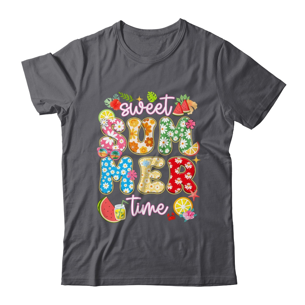 Sweet Summer Time Groovy Floral Summer Vacation Women Girls Shirt & Tank Top | teecentury