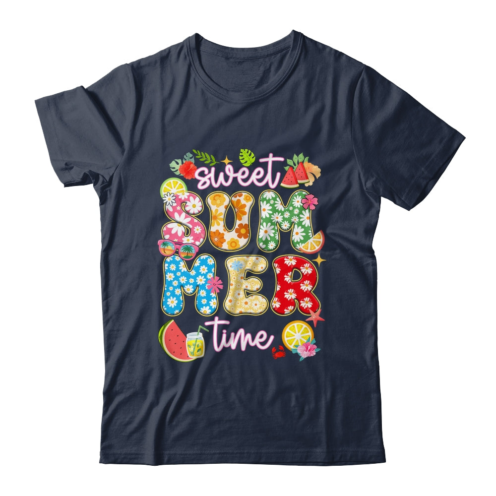 Sweet Summer Time Groovy Floral Summer Vacation Women Girls Shirt & Tank Top | teecentury