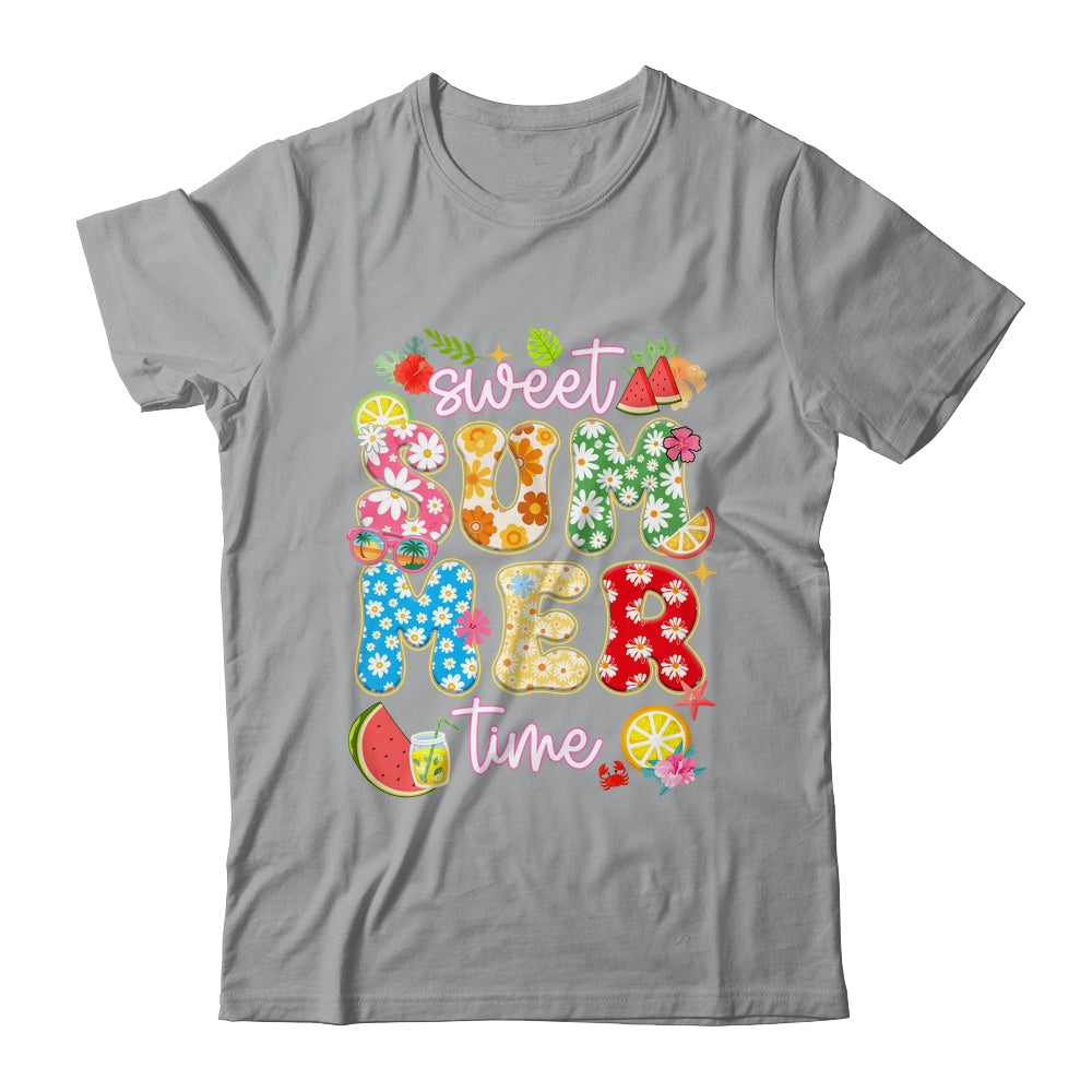 Sweet Summer Time Groovy Floral Summer Vacation Women Girls Shirt & Tank Top | teecentury
