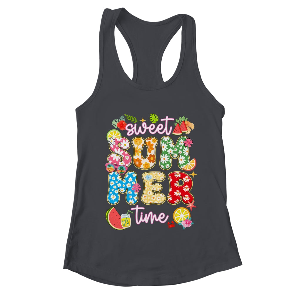 Sweet Summer Time Groovy Floral Summer Vacation Women Girls Shirt & Tank Top | teecentury