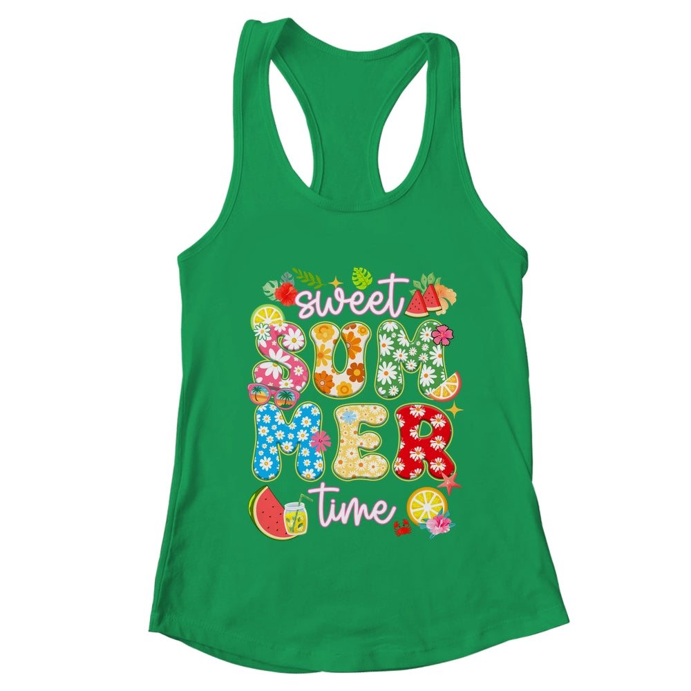 Sweet Summer Time Groovy Floral Summer Vacation Women Girls Shirt & Tank Top | teecentury