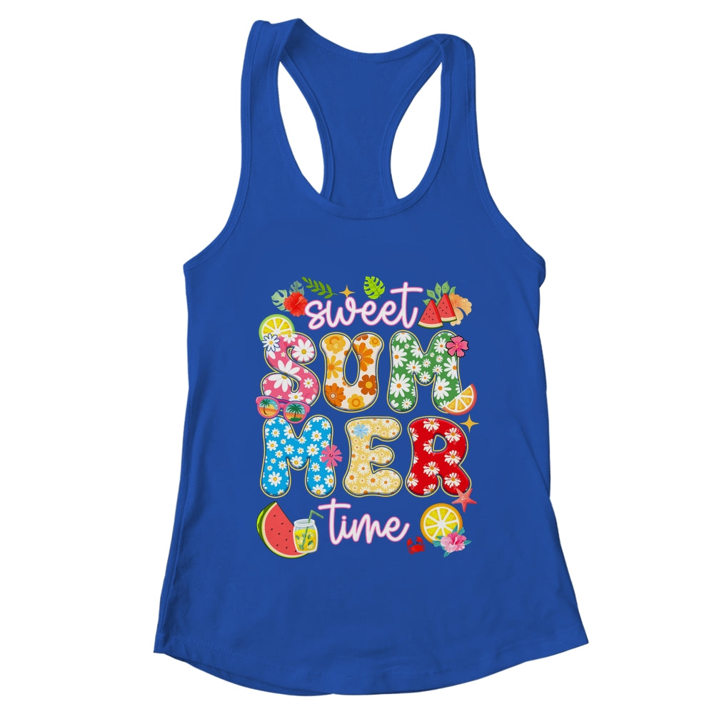 Sweet Summer Time Groovy Floral Summer Vacation Women Girls Shirt & Tank Top | teecentury