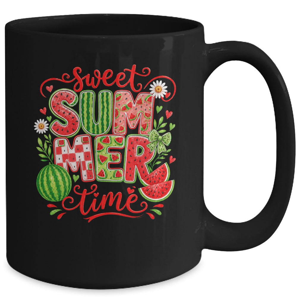 Sweet Summer Time Watermelon Vibes Coquette Bow Girls Women Mug | teecentury