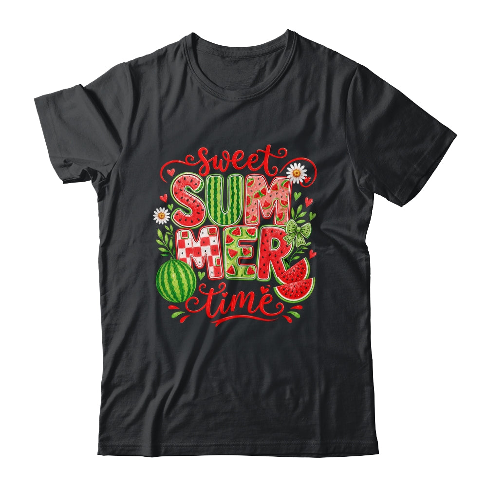 Sweet Summer Time Watermelon Vibes Coquette Bow Girls Women Shirt & Tank Top | teecentury