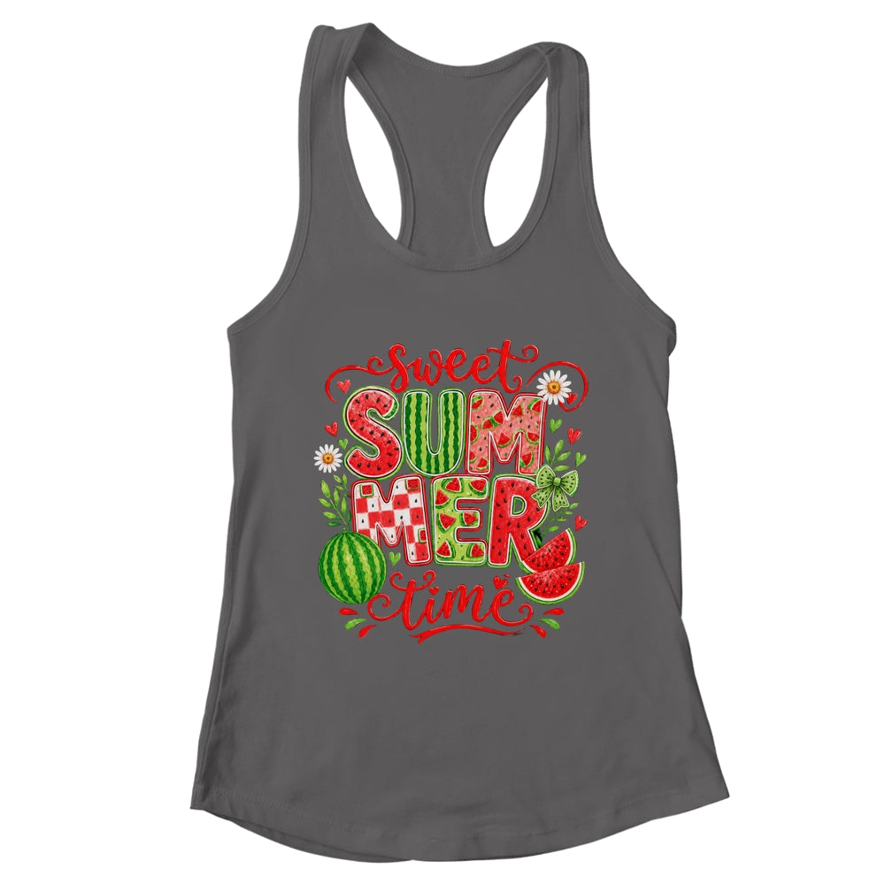Sweet Summer Time Watermelon Vibes Coquette Bow Girls Women Shirt & Tank Top | teecentury