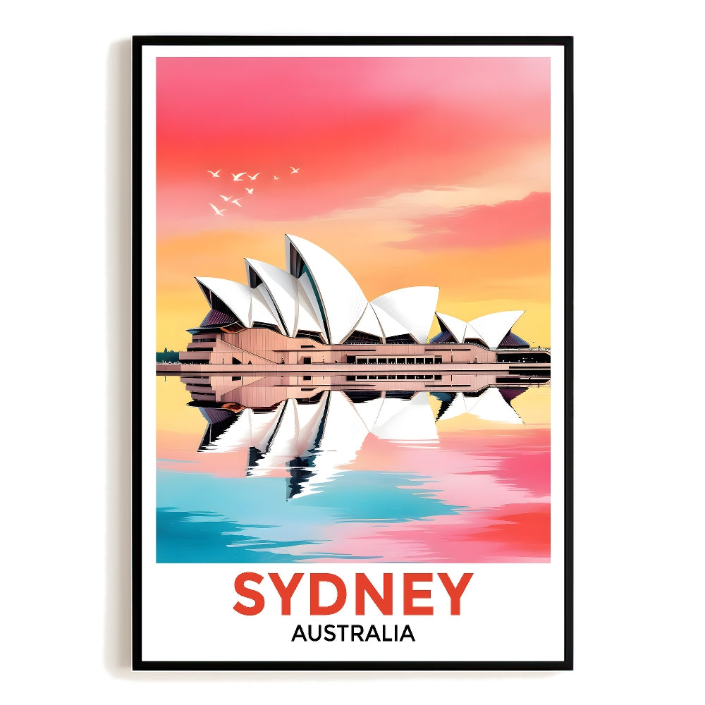Sydney Australia Print Travel Poster Watercolor Opera House Souvenir Wall Art Landscape Painting Picture For Home Room Living Room Office Bedroom Decor Unframed | teecentury