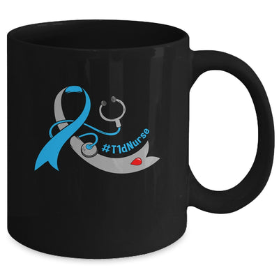 T1D Nurse Blue Ribbon Stethoscope Diabetes Awareness Mug | teecentury