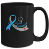 T1D Nurse Blue Ribbon Stethoscope Diabetes Awareness Mug | teecentury