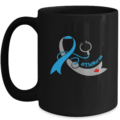 T1D Nurse Blue Ribbon Stethoscope Diabetes Awareness Mug | teecentury