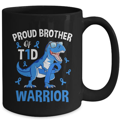 T1D Type 1 Diabetes Awareness Proud Brother Dinosaur Warrior Mug | teecentury